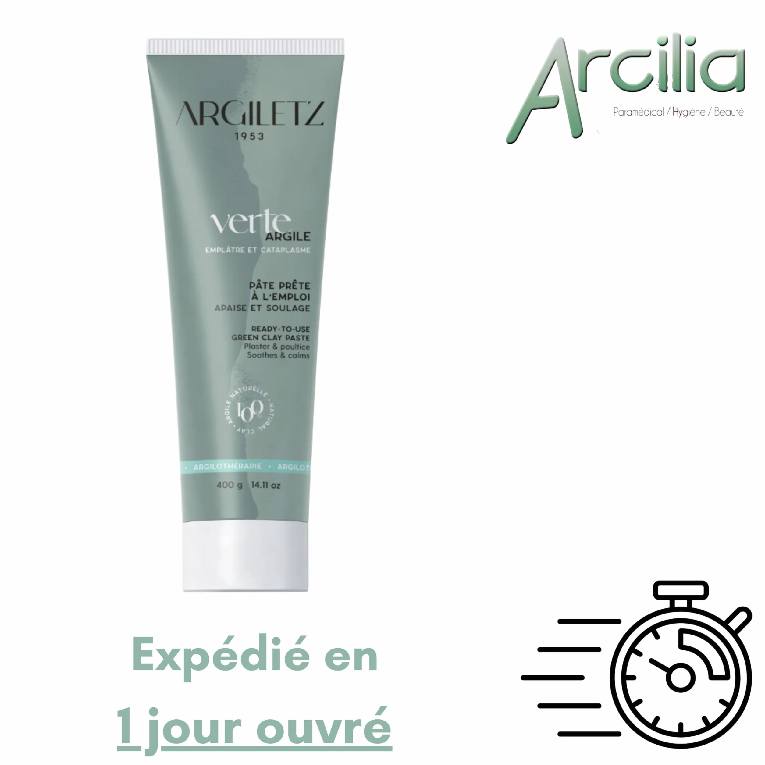 ARCILIA Argiletz Argile Verte 400g Prête à l'emploi
