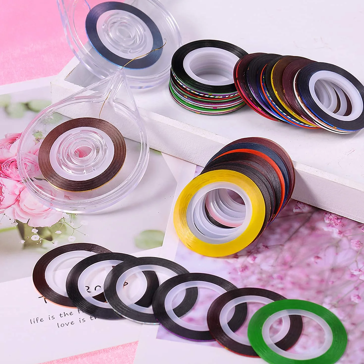 PKOUVOO Nail Art Sticker Striping Tape 30 Couleurs Manucure Rouleau à Ongles DIY