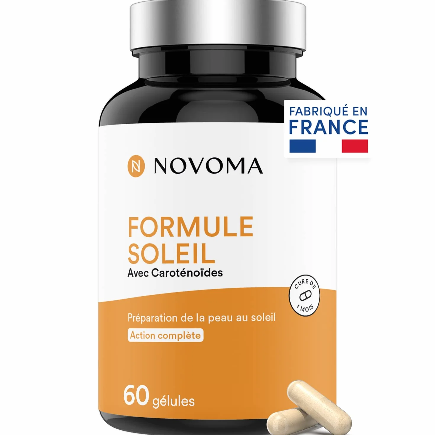 NOVOMA Formule Soleil Accélérateur de Bronzage 60 Gélules Fabriqué en France