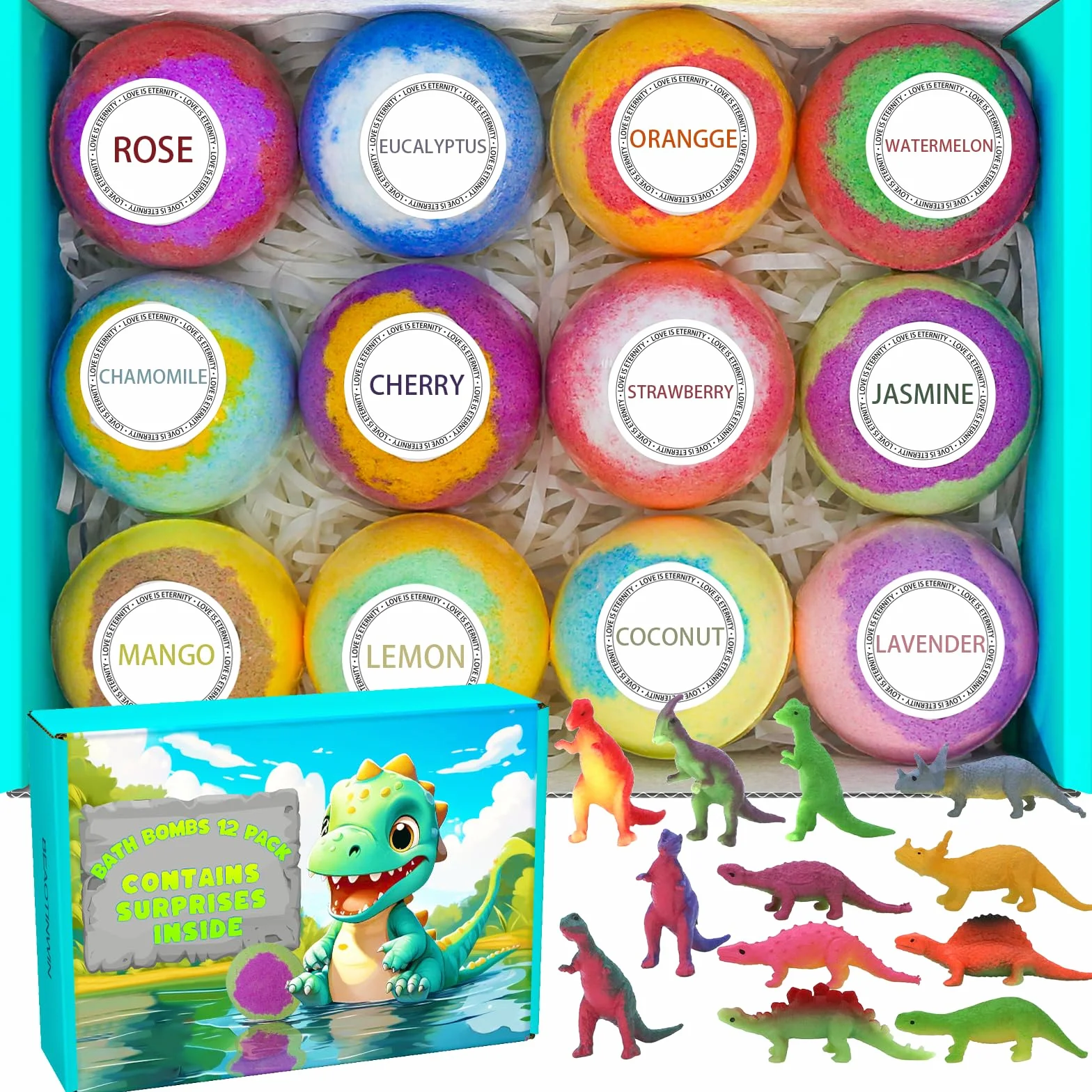Bombes de bain œuf dinosaure bio lot 12 enfants 3-9 ans