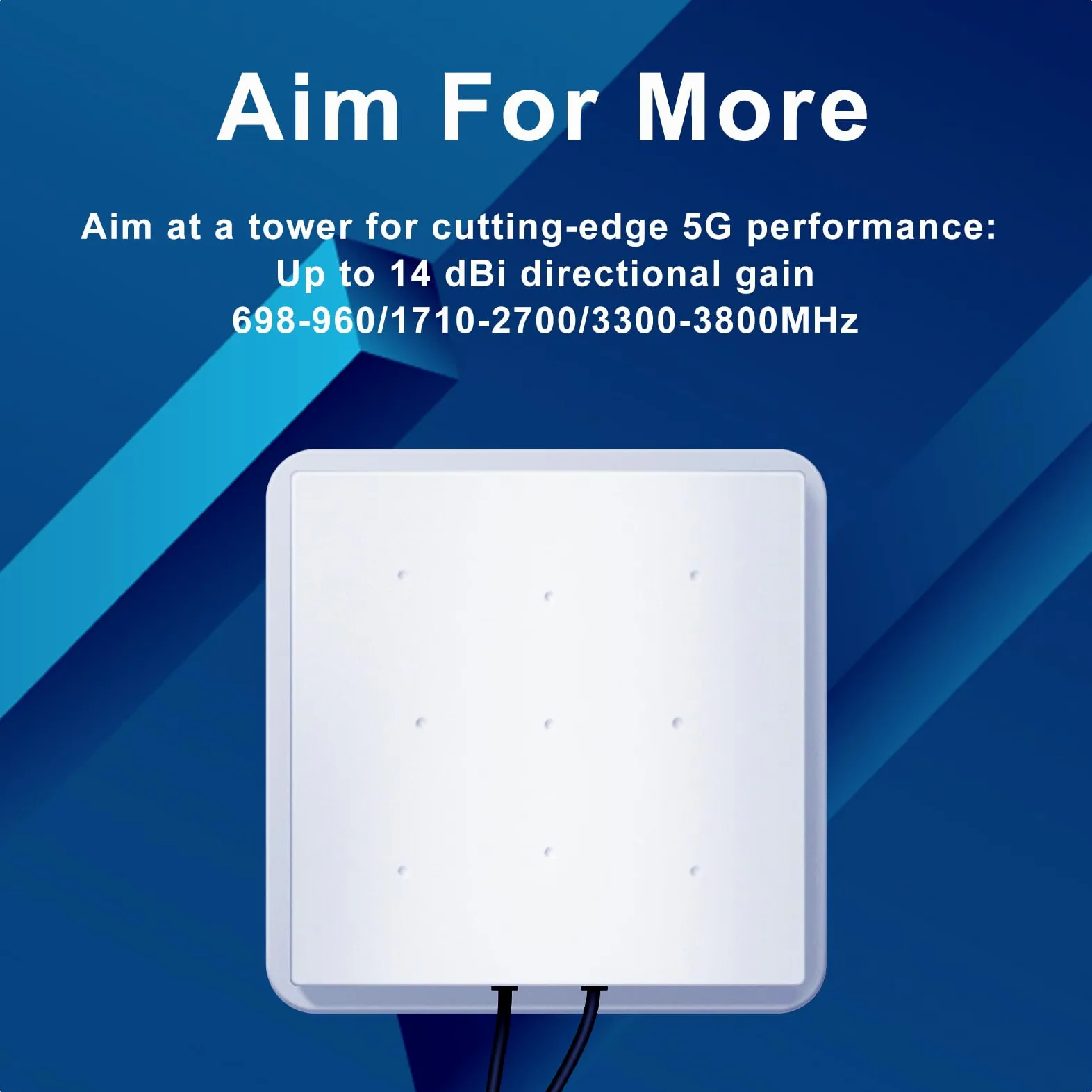 Antenne 5G Exterieure 4G WiFi Dual-Polarisation 14dBi LTE 698-2700/3300-3800 MHz MIMO Directionnelle SMA/2xTS9, Câble 10m, 3G/4G/5G/GSM/GPRS - Blanc
