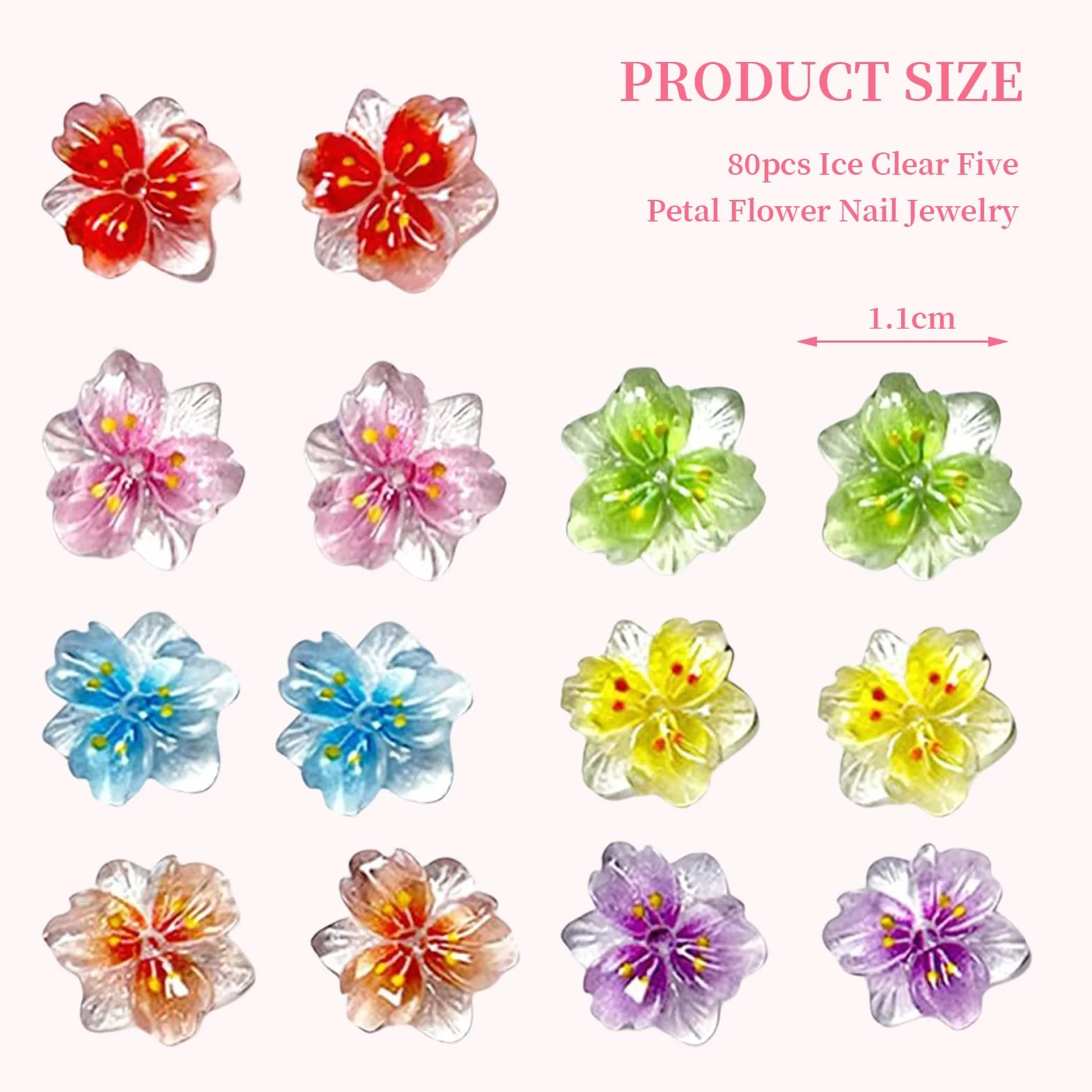 80 Pièces Fleur Charms Nail, Strass Scintillants, Accessoires Design d'Ongles, Fleurs Déco, Y2K