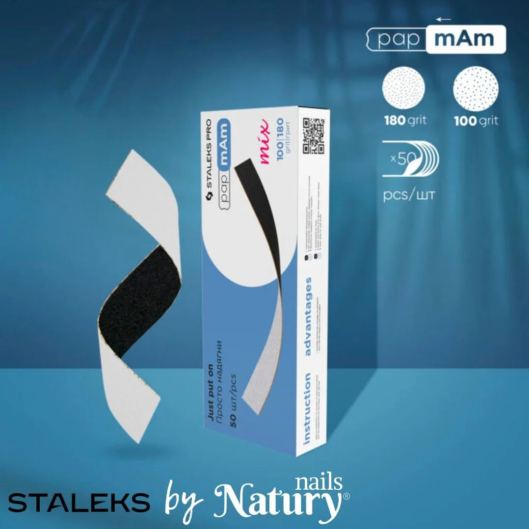 STALEKS PRO PapmAm MIX 100/180 Lot de 50 enveloppes à ongles en carton Noir/blanc 140 x 20 mm
