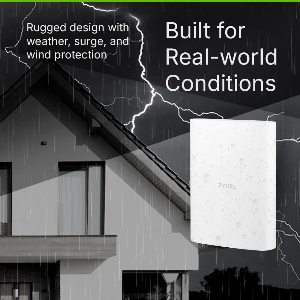 Zyxel FWA70, 5G Outdoor Router | 4 antennes directionnelles 5G/4G jusqu'à 9 dBi, application d'optimisation de signal, K.21 6KV résistante aux surtensions