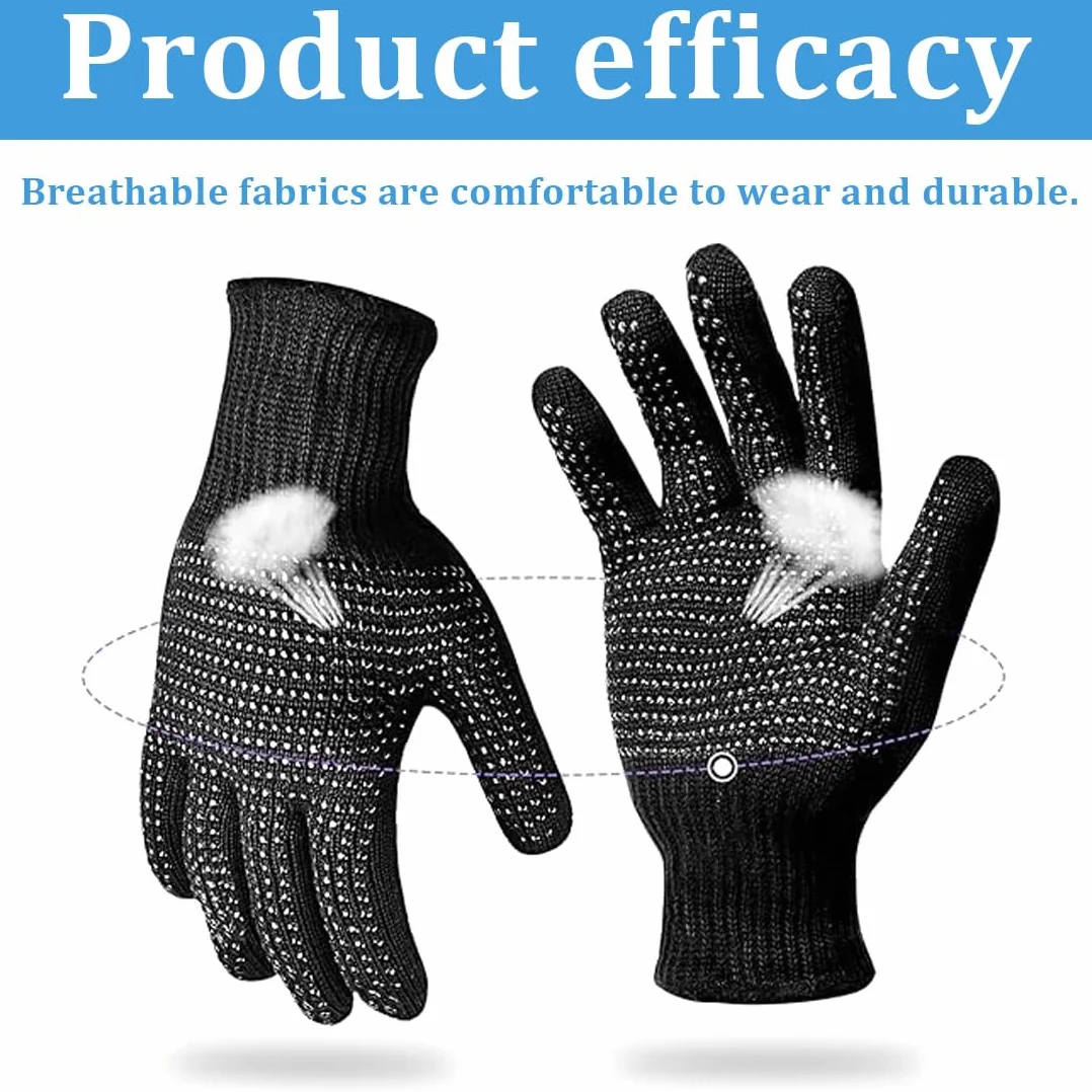 Gants Anti Chaleur de Protection Thermique pour Fer à Lisser et Boucleur 2 Pièces Noir