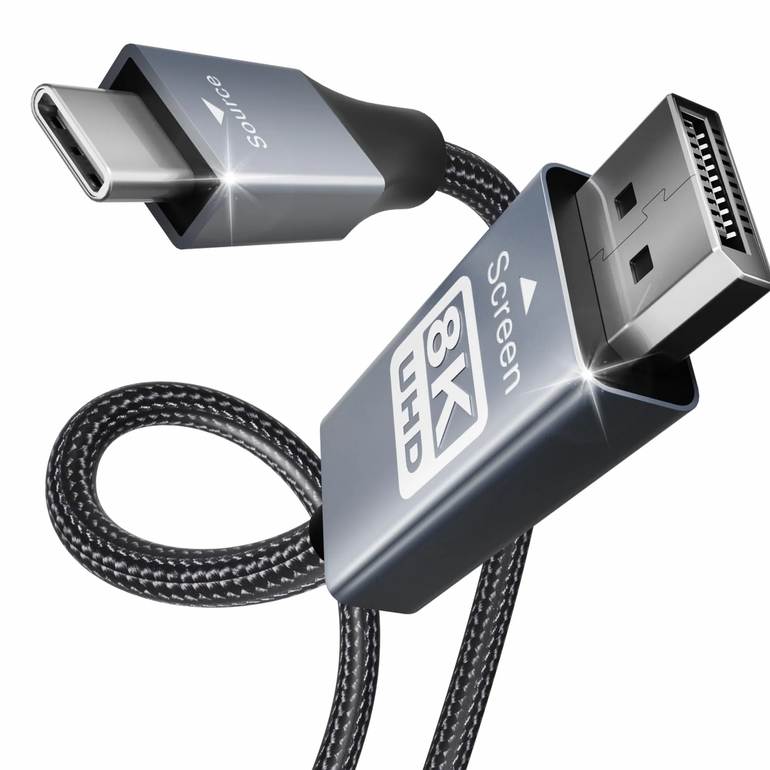 BENFEI Câble USB C vers DisplayPort 8K@60Hz 4K@144Hz, Thunderbolt 3/4, 1.8m Nylon Aluminium