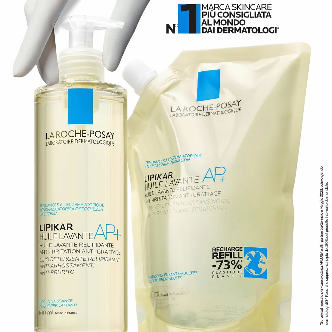 La Roche-Posay Lipikar Huile Lavante AP+ Recharge Huile de Douche Anti-irritation Peaux Sèches Atopique Eczéma Beurre de Karité Niacinamide