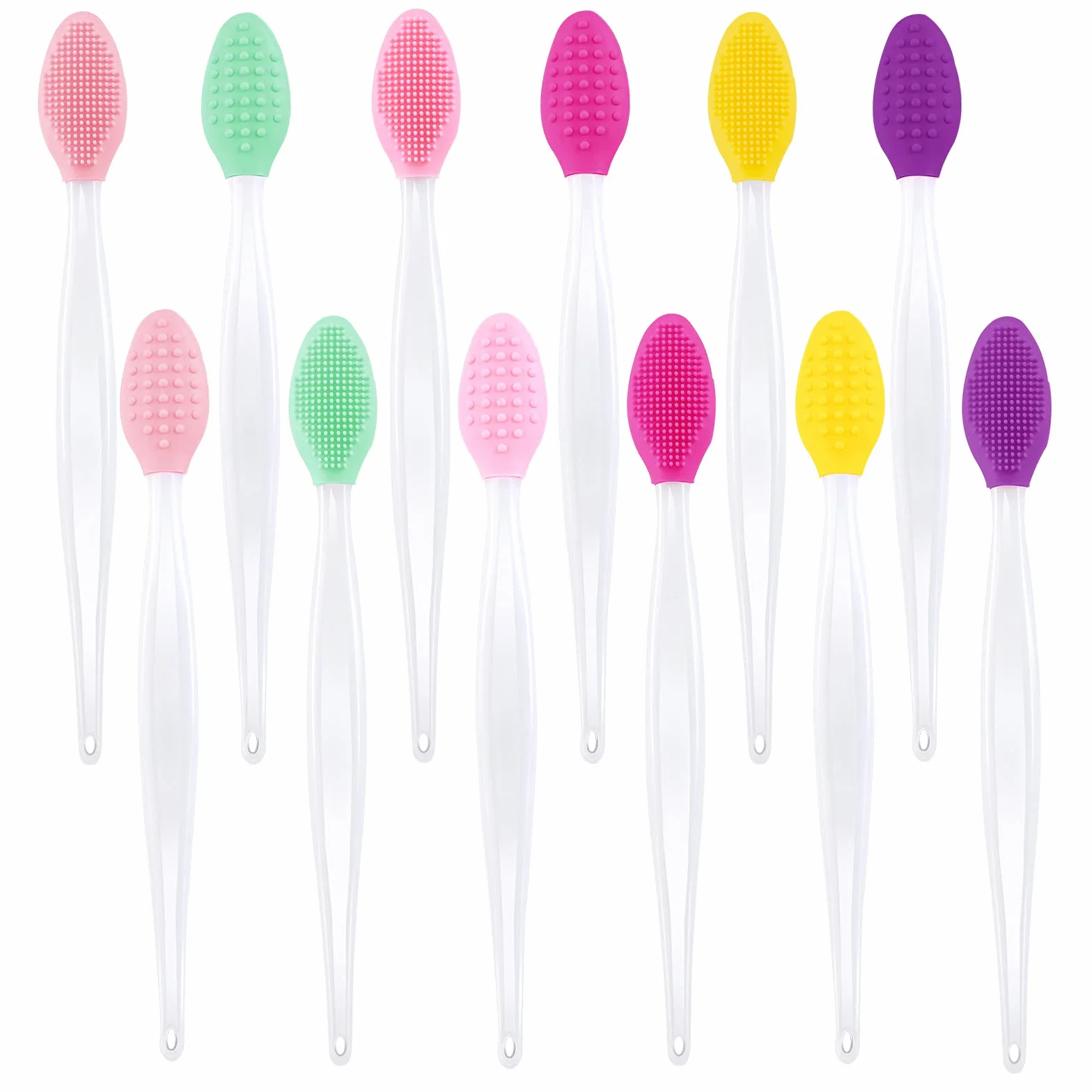Lusofie Brosse à Lèvres Exfoliante en Silicone Double Face 12 Pièces