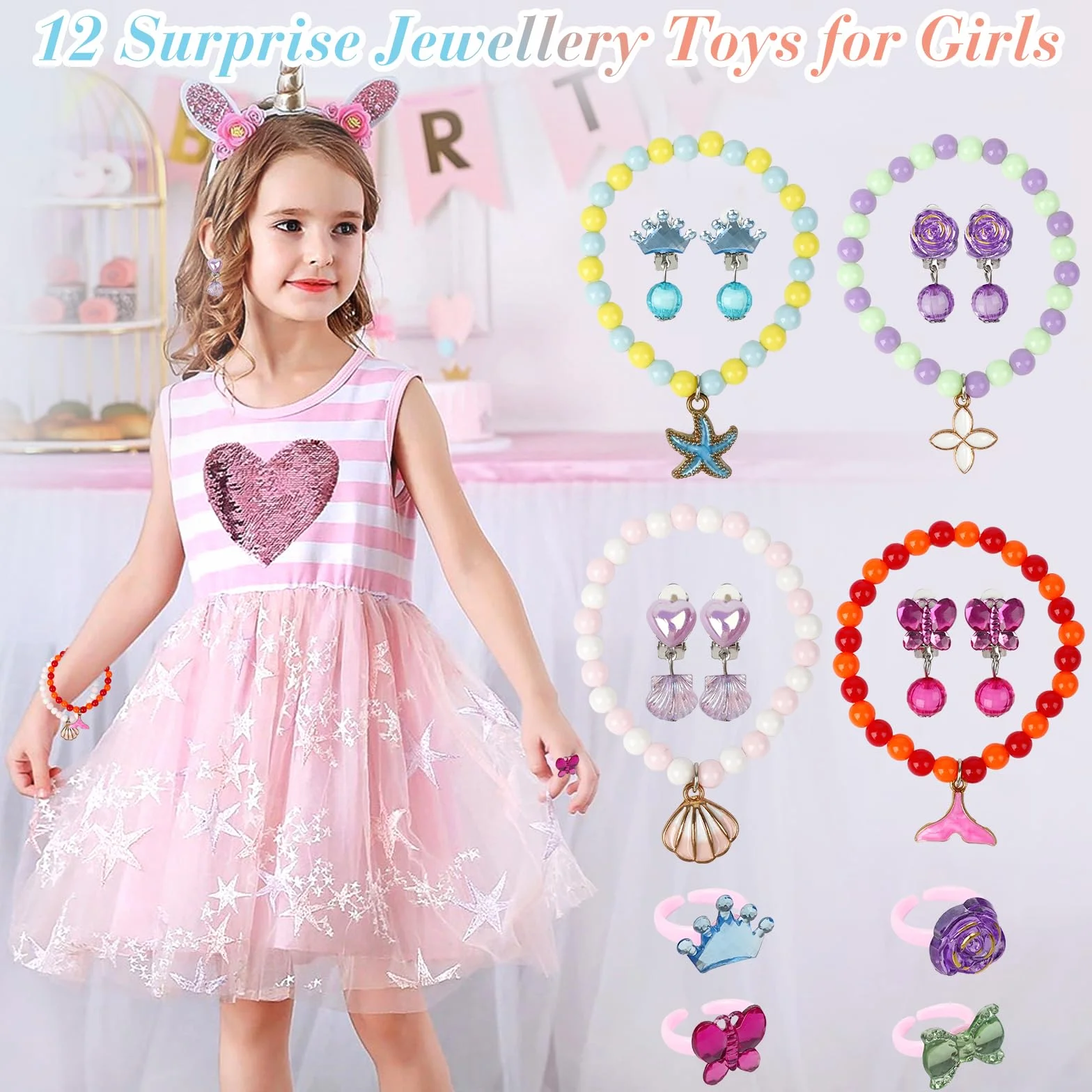 Lot de 12 bombes de bain pour filles avec jouets surprise, boules de bain spa naturelles faites à la main avec bijoux, Noël pour filles 3-12 ans