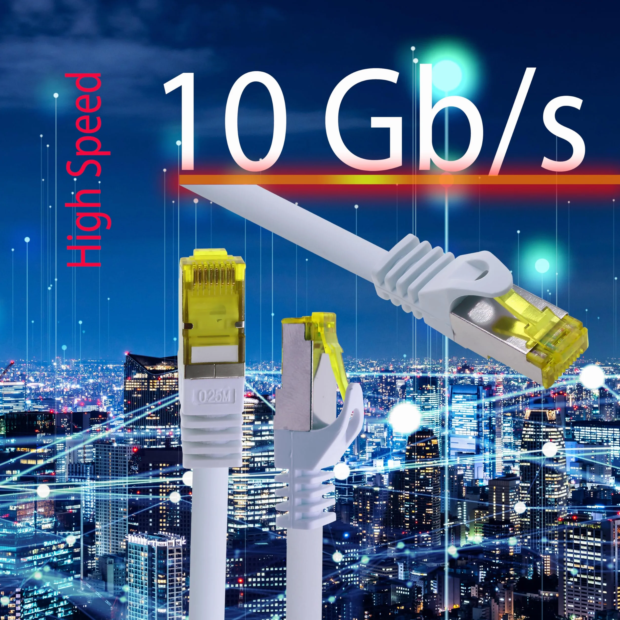Câble Réseau Cat7 Cat 7 10 Gb/s - 10x 5m - RJ45 Ethernet LAN DSL Routeur Modem - 10 couleurs