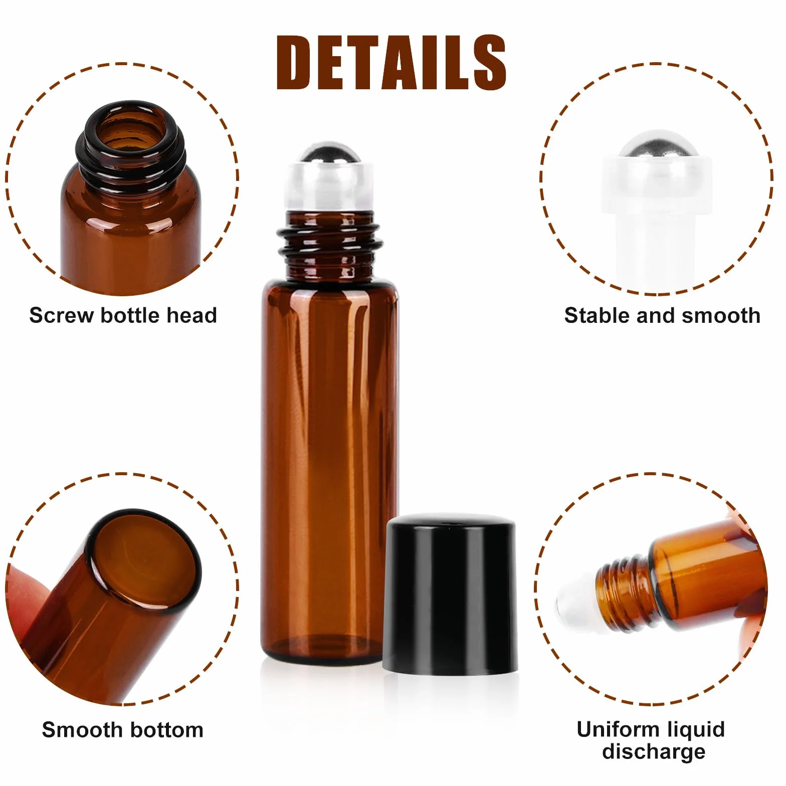 Lot de 30 bouteilles en verre roll-on 10 ml rechargeables huiles essentielles