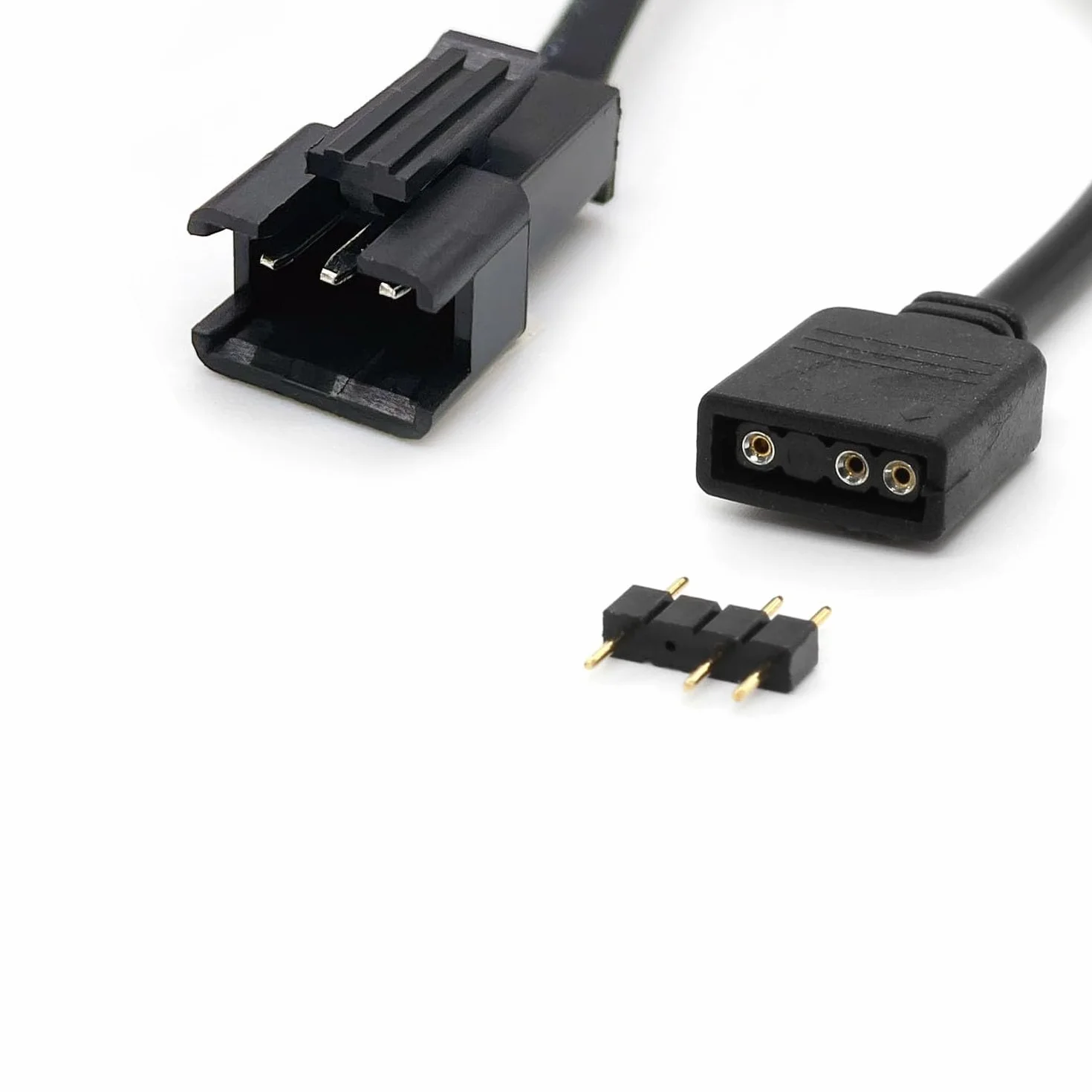 Répartiteur ARGB 2 Pièces Câble 5V 3 Broches femelle vers SM mâle pour Ventilateurs RGB LED Noir