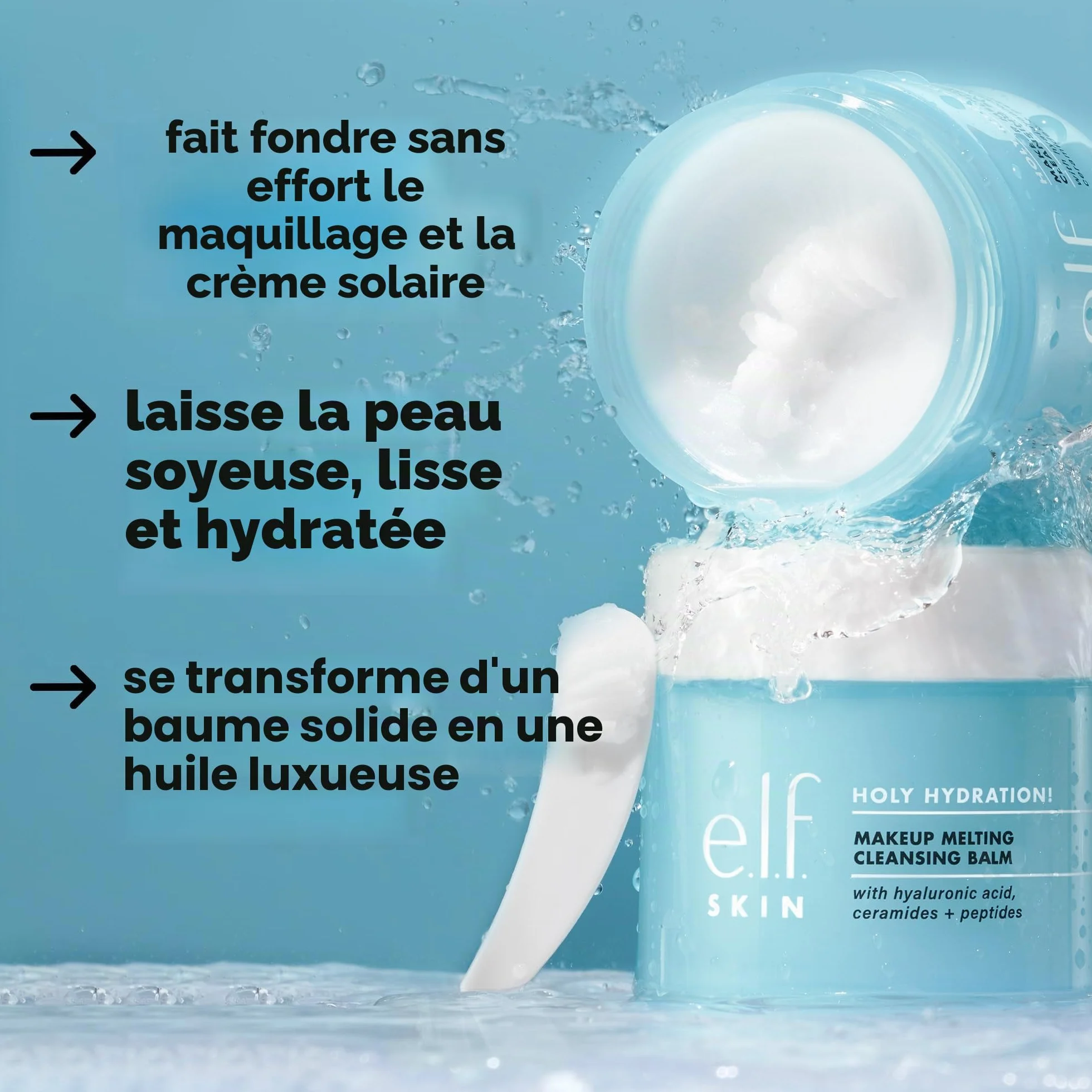 e.l.f. SKIN Holy Hydration Baume nettoyant visage démaquillant acide hyaluronique végétalien sans cruauté