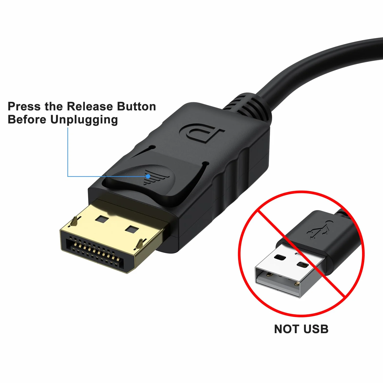 Adaptateur DisplayPort vers VGA 1080P Mâle vers Femelle Compatible Lenovo Dell HP ASUS Noir