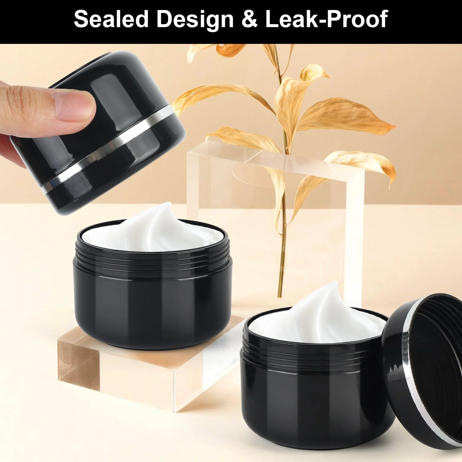 Pots de Crème Cosmétiques 100ml Vide Réutilisable Plastique avec Spatule et Étiquette 12 Pièces