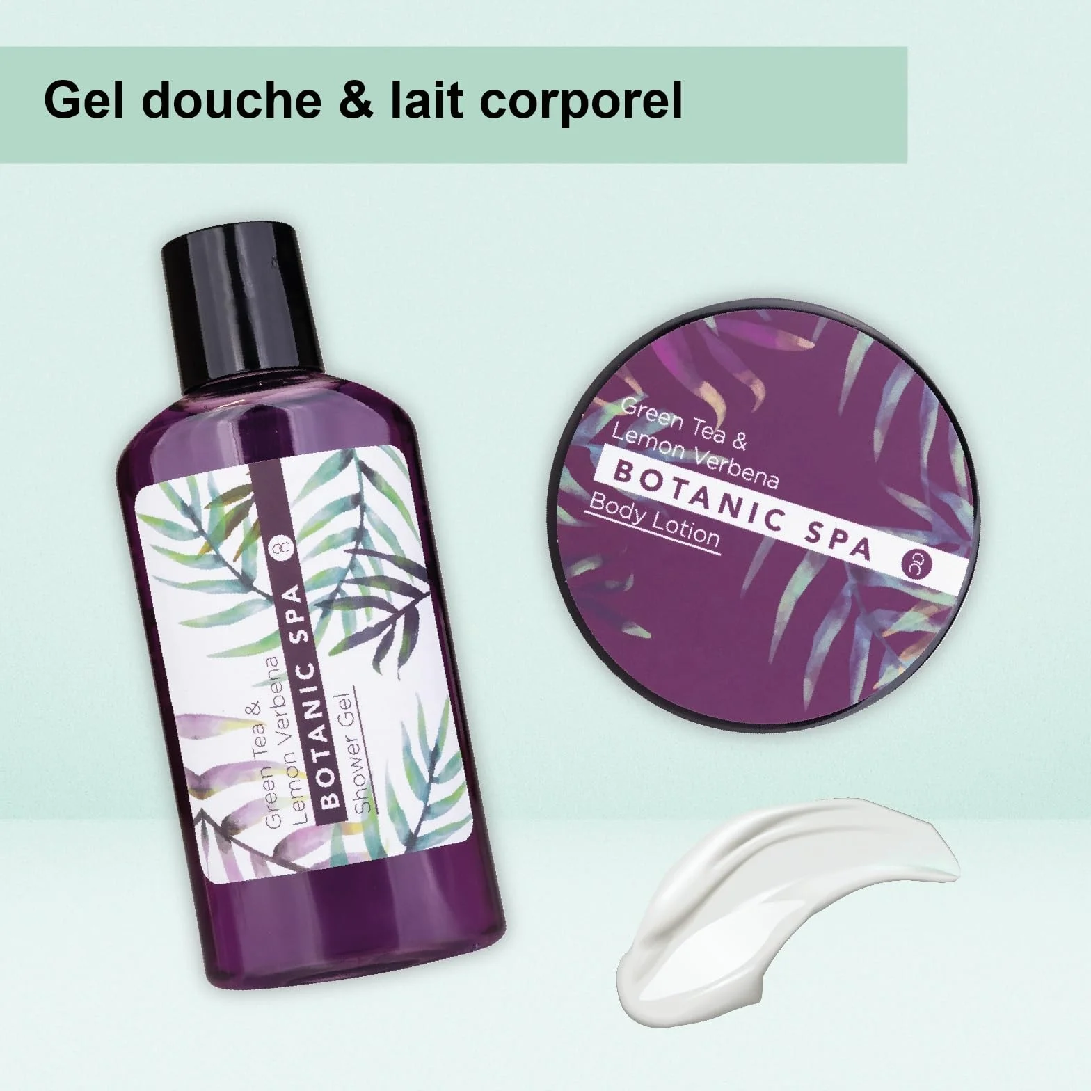 Accentra Set de bain femme Botanic SPA corbeille Kit soins 4 pcs gel douche sel de bain lotion corps éponge maillée