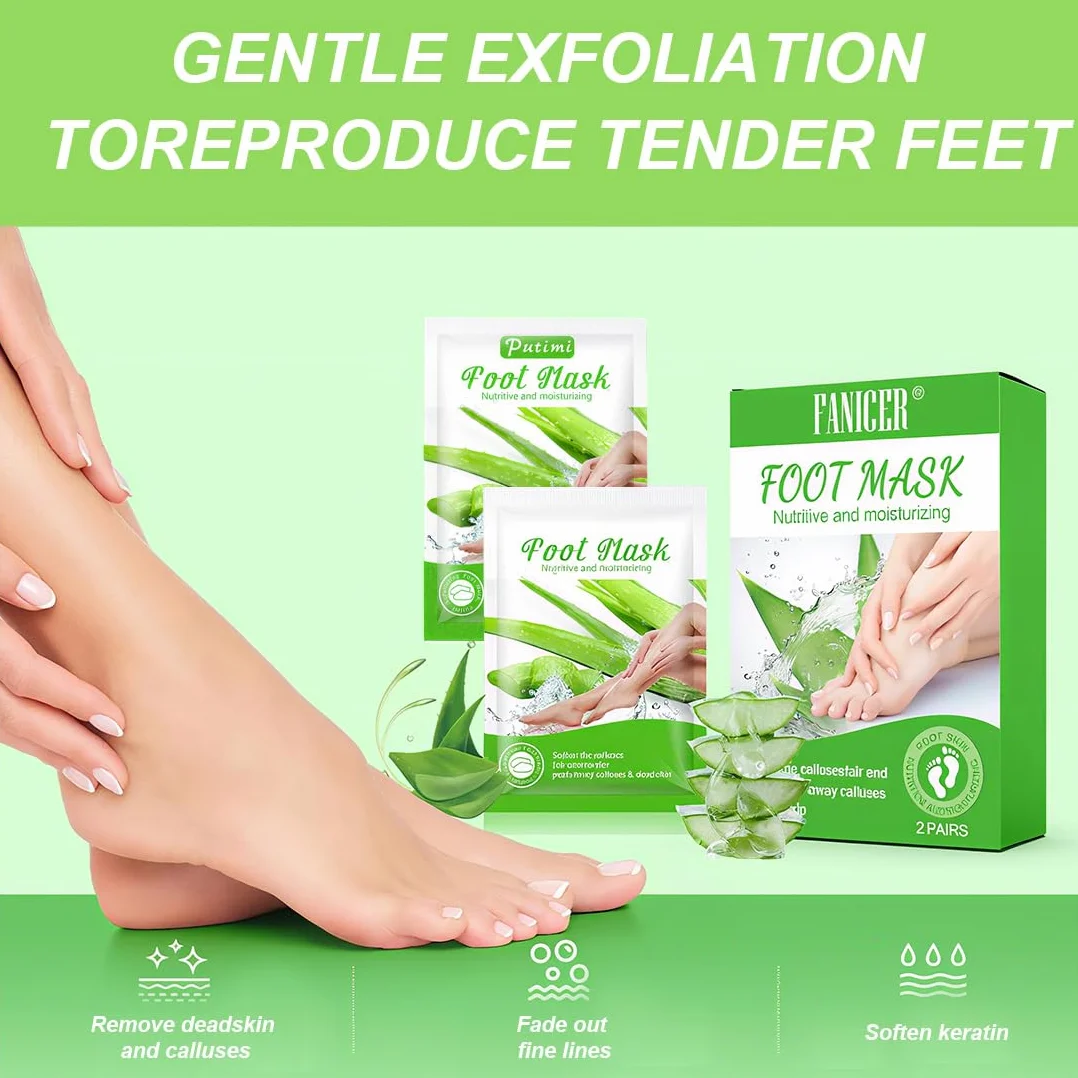 Masque Pied Peeling Exfoliant Aloe Vera 2 Paires Enlever Callosités