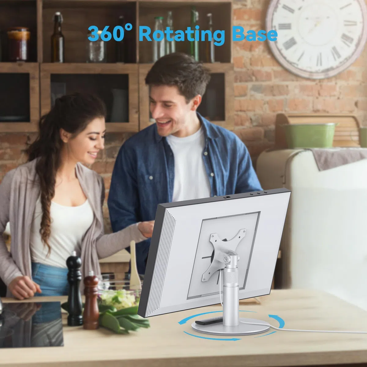 Almoz Support de bureau pour Echo Show 21, Echo Show 15 (toutes générations), s'élève jusqu'à 24,1 cm du bureau, support inclinable et pivotant pour Alexa Echo Show 21, aucun outil nécessaire, tige
