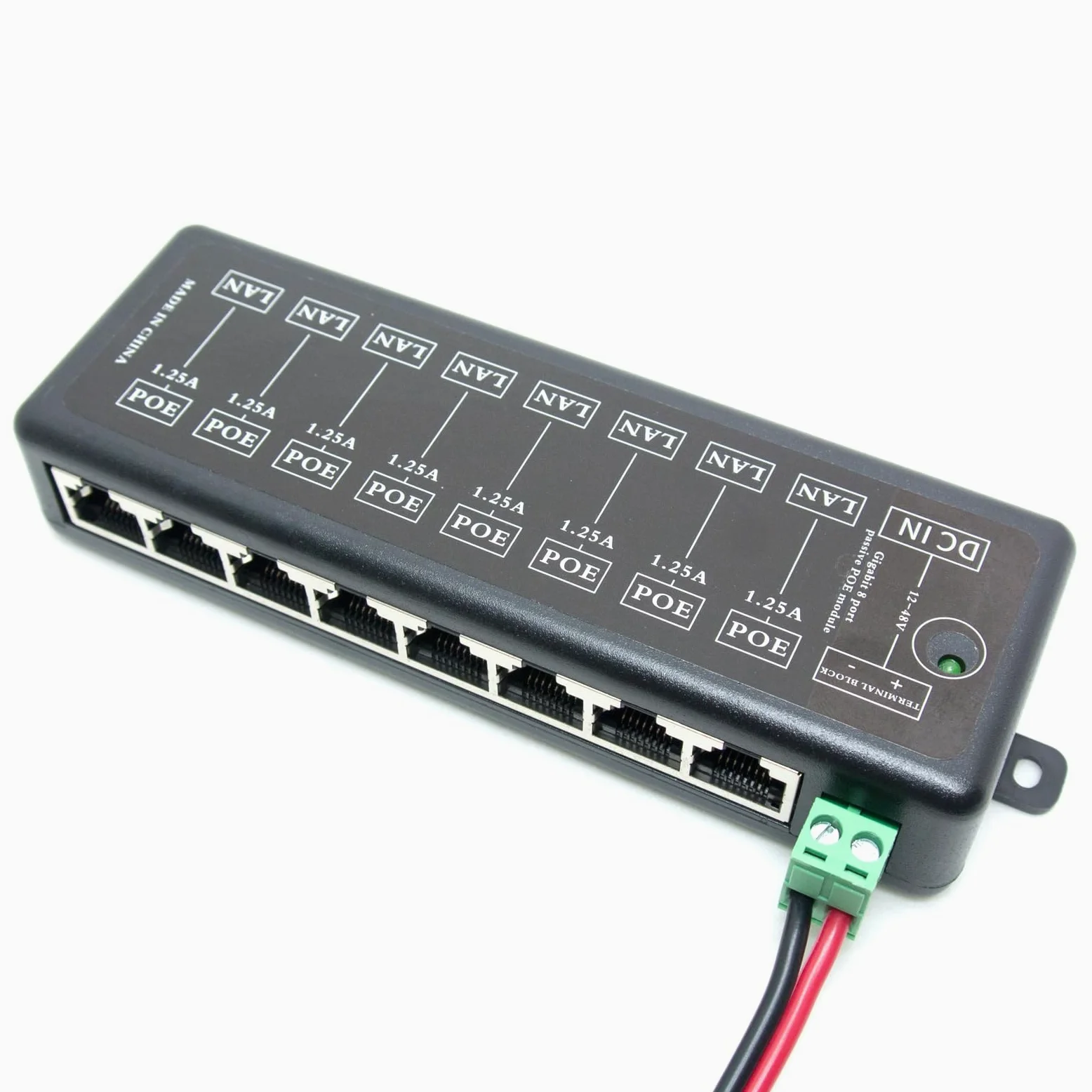 Injecteur PoE passif Gigabit 8 ports Ethernet sans adaptateur d'alimentation
