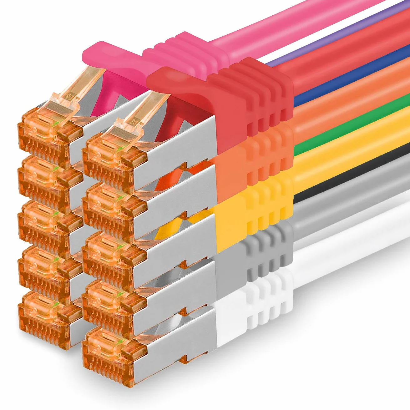 Câble Réseau Ethernet Cat7 SFTP 10 GB/s RJ45 0,25m 10 Couleurs
