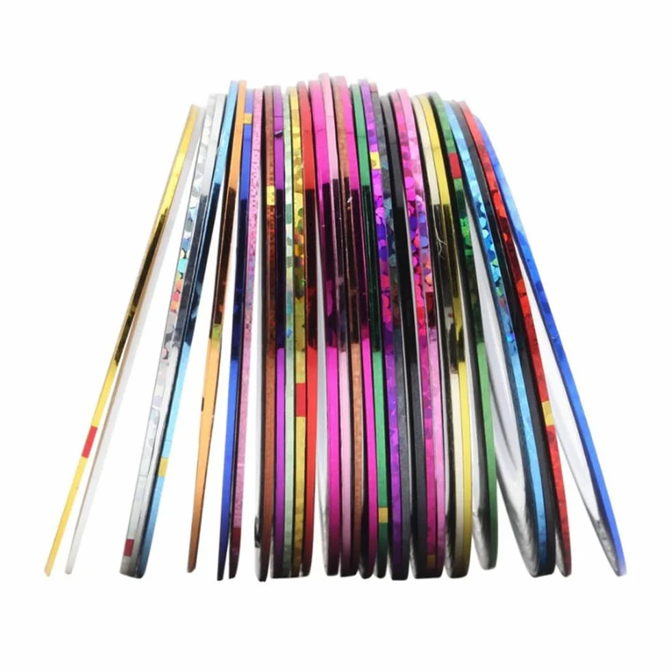 Rouleaux Striping Tape Line Nail Art Décoration Autocollants pour Ongles 30 Pcs Couleurs Mixtes