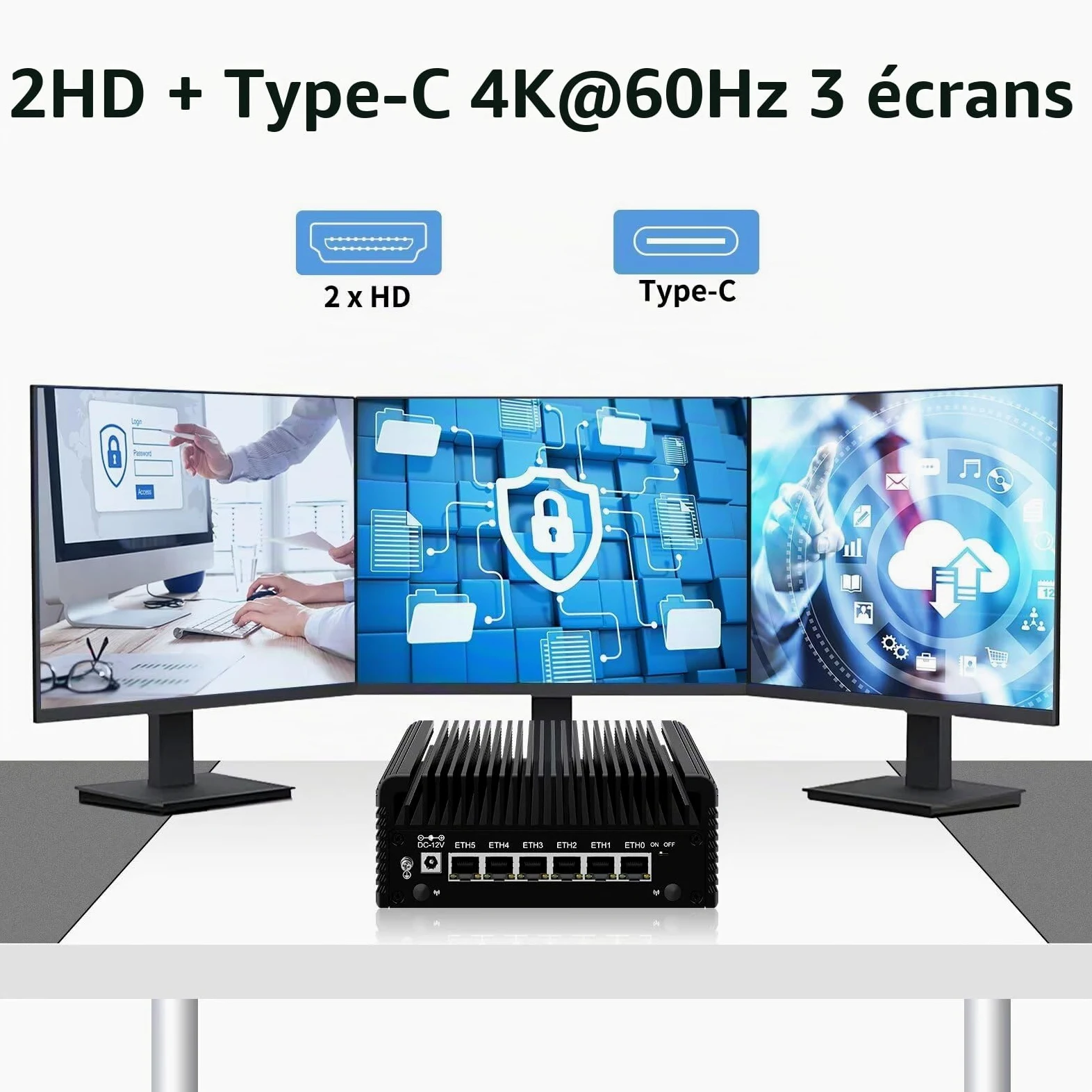 Micro Firewall N150 Fanless Mini PC, DDR5 8GB RAM 128GB SSD Router Appliance Computer, Support OS, OPNsense, 6 x 2.5Gbe i226-V Ethernet, TF, Type C, AES-NI