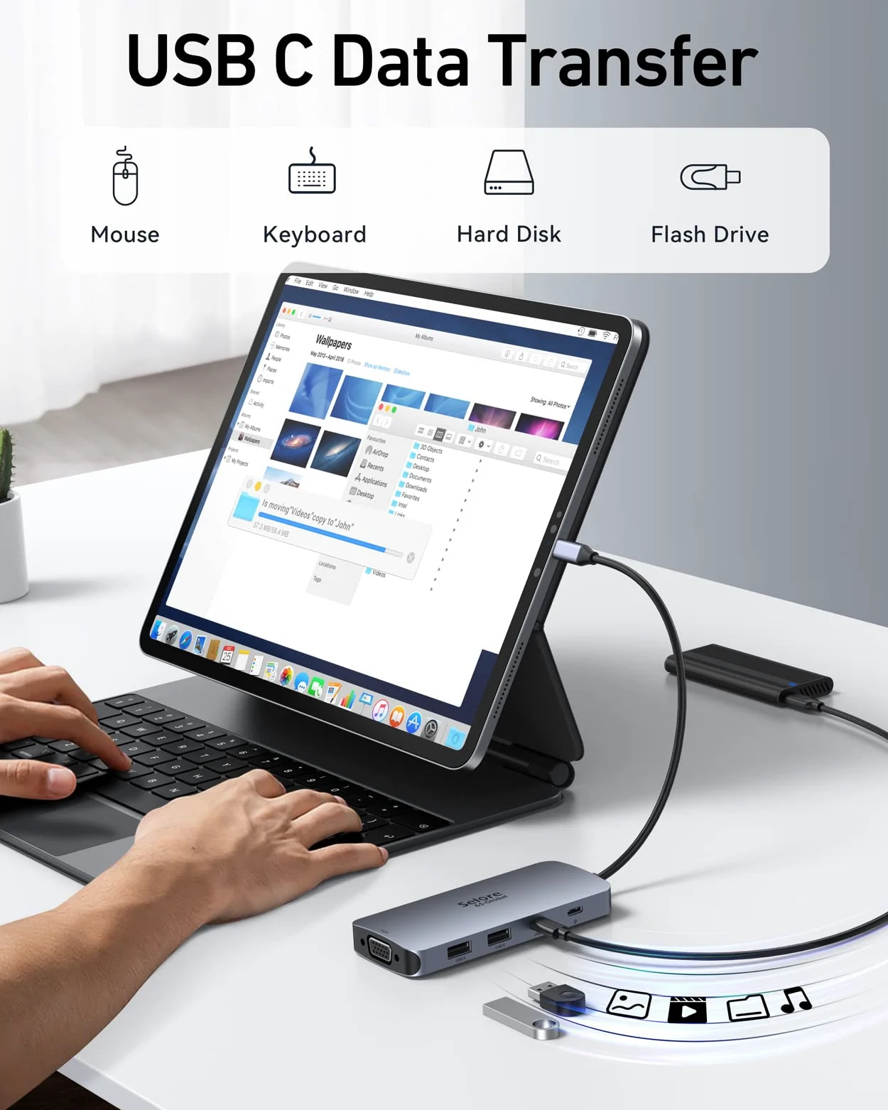 Dock USB C Docking Station USB C Double Moniteur, HUB USB C Dual HDMI | Multiport Stations d'accueil USB C DisplayPort/VGA, PD 100W Charge, 2*USB A/C 2.0 pour MacBook Dell Lenovo Microsoft