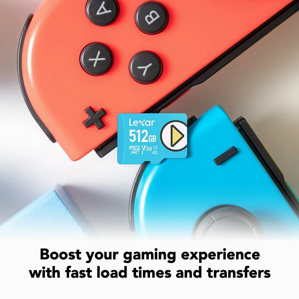 Lexar Carte mémoire microSDXC Play Blue, UHS-I, C10, U3, V30, A2, vidéo 4K, jusqu'à 160 Mo/s en lecture, stockage étendu pour Nintendo-Switch, appareils de jeu, smartphones, tablettes