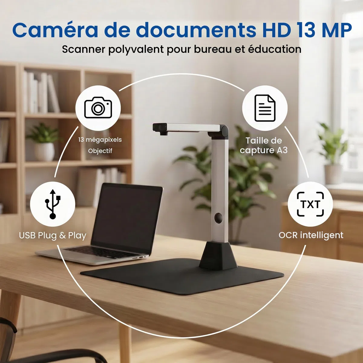 13MP Scanner de Documents Intelligent: