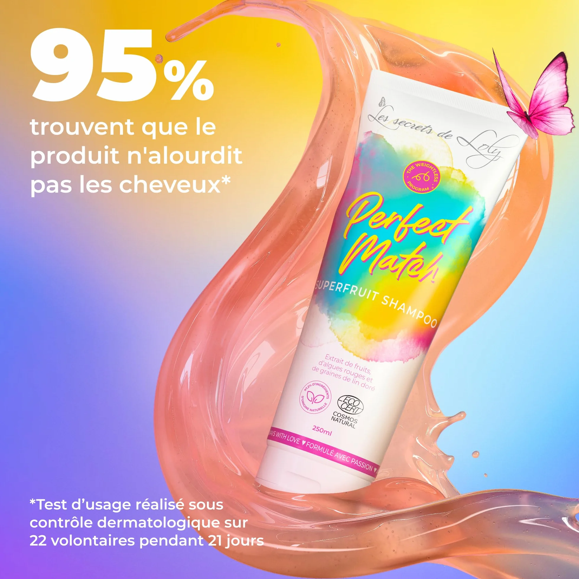 Les Secrets de Loly Perfect Match Shampooing sans Sulfate Cheveux Ondulés Bouclés Frisés 250 ml