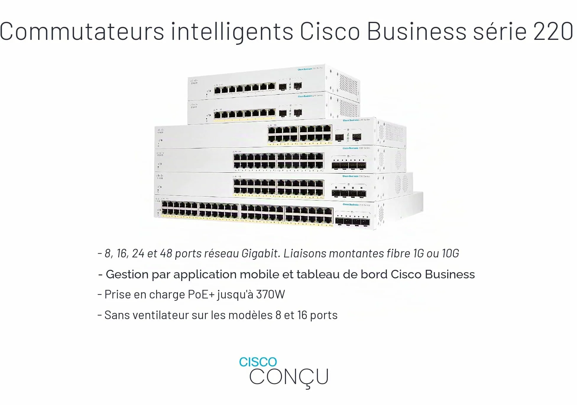 Cisco Commutateur Intelligent Business CBS220-16P-2G | 16 Ports GE | PoE | Ports SFP 2 x 1G | Garantie matérielle limitée de 3 Ans (CBS220-16P-2G-EU)