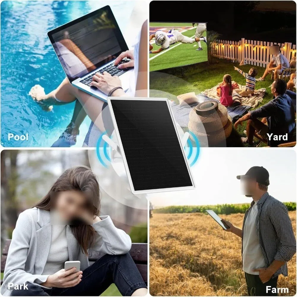 Répéteur WiFi solaire longue portée 300 Mbps Extenseur sans fil avec antenne à gain élevé pour système de sécurité domestique