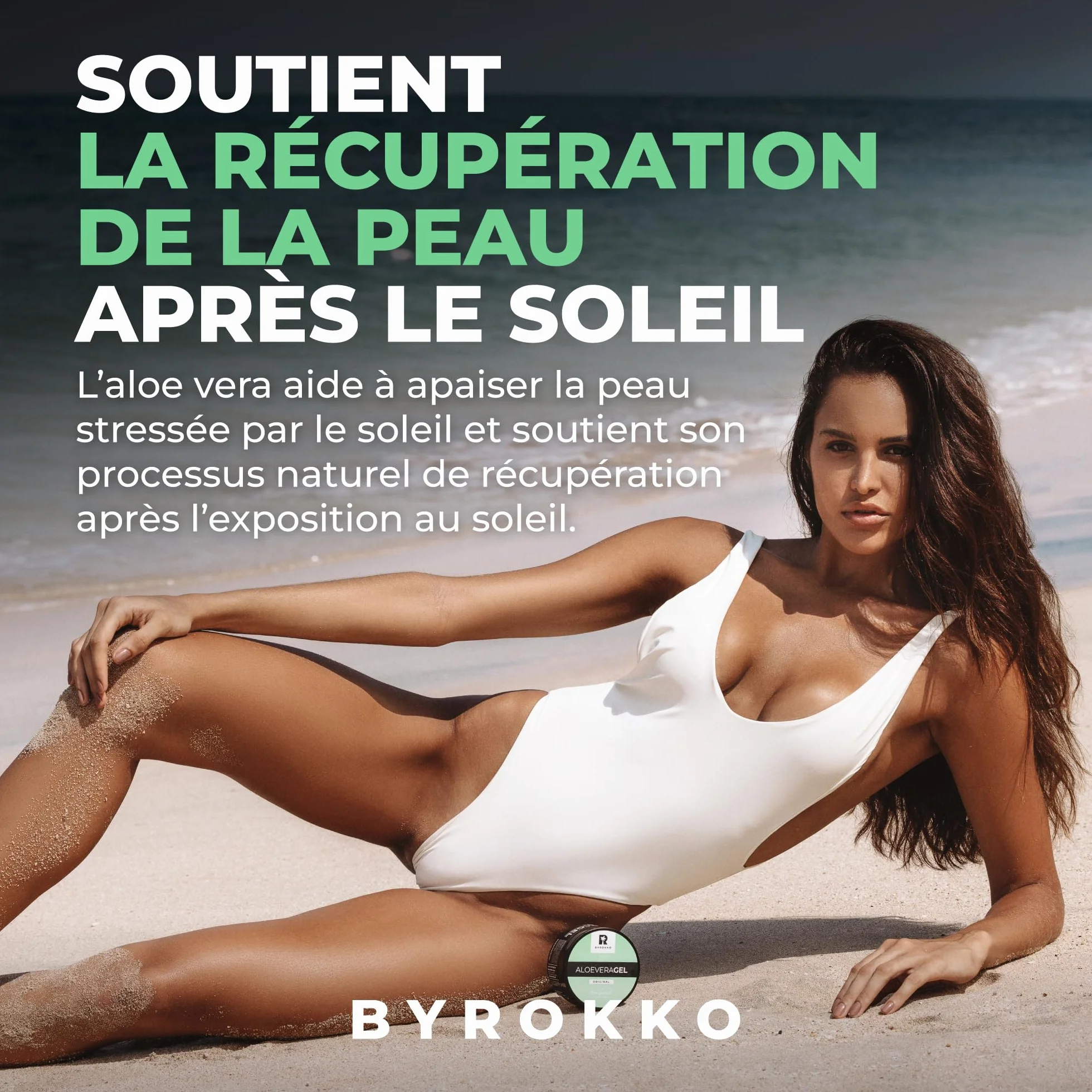 BYROKKO Gel d'aloe vera 215 ml - Gel après-bronzage rafraîchissant - Hydrate intensément, régénère et prévient l'exfoliation - Soin naturel après soleil