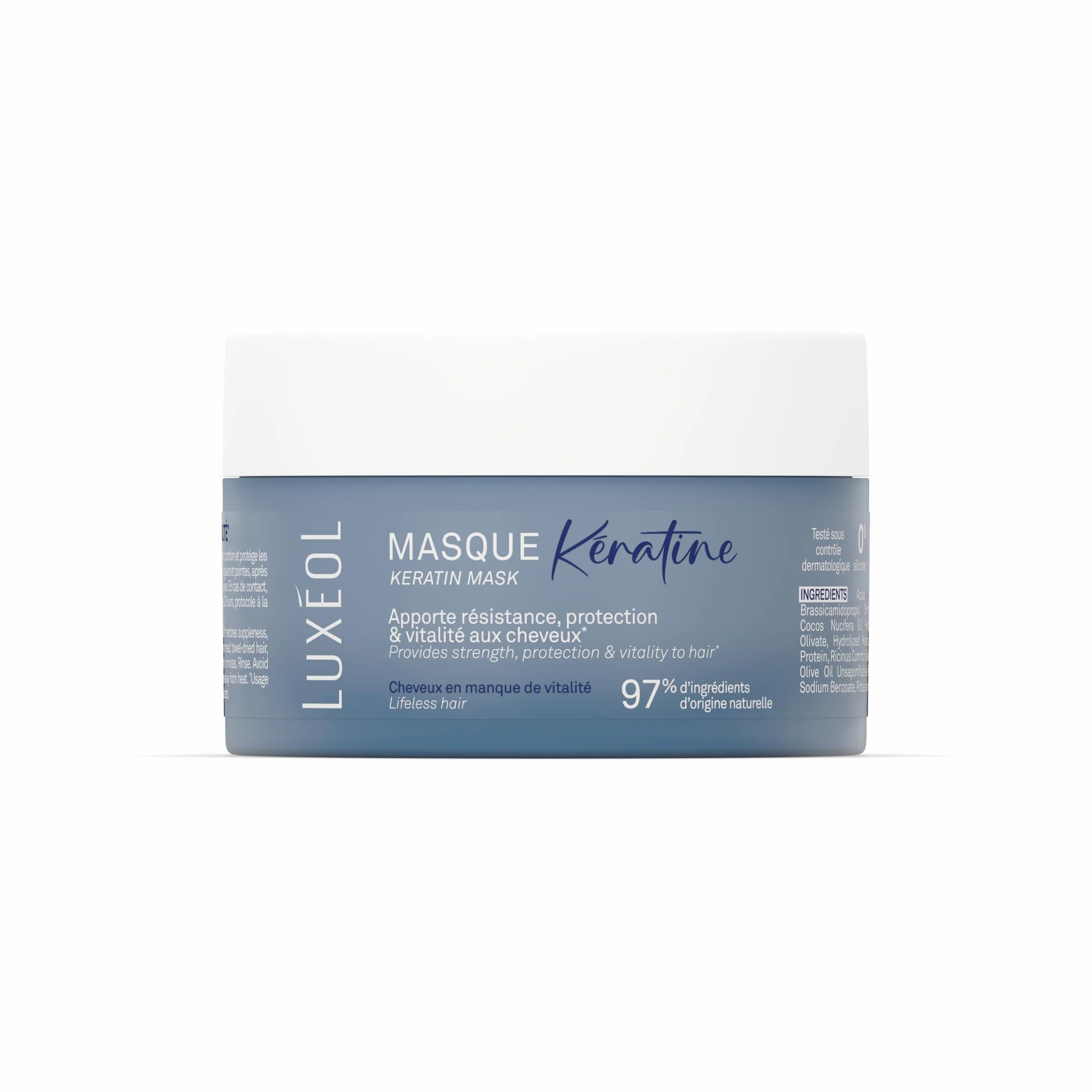 LUXEOL Masque Kératine 200 ml Cheveux renforcés réparés Sans silicones Fabriqué en France