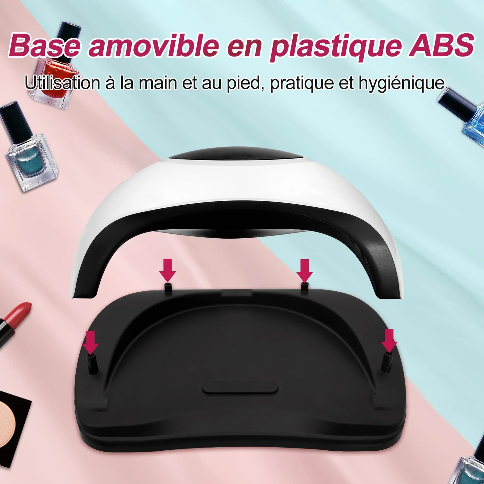 Lampe UV Ongles Gel 220W Professionnelle avec 4 Minuteries Écran Tactile Capteur Automatique Poignée Portable (Blanc)