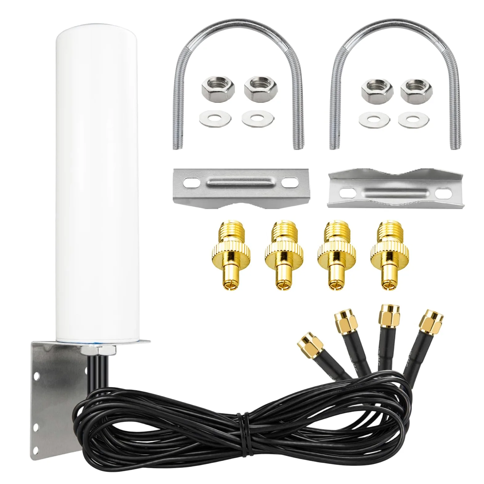 Antenne 4x4 MIMO 4G LTE 5G 600-6000MHz Omnidirectionnelle avec Connecteurs SMA TS9 Câble 3M pour Routeurs CPE Passerelles Points D'Accès Cellulaires - Compatible avec Orange SFR Bouygues Free