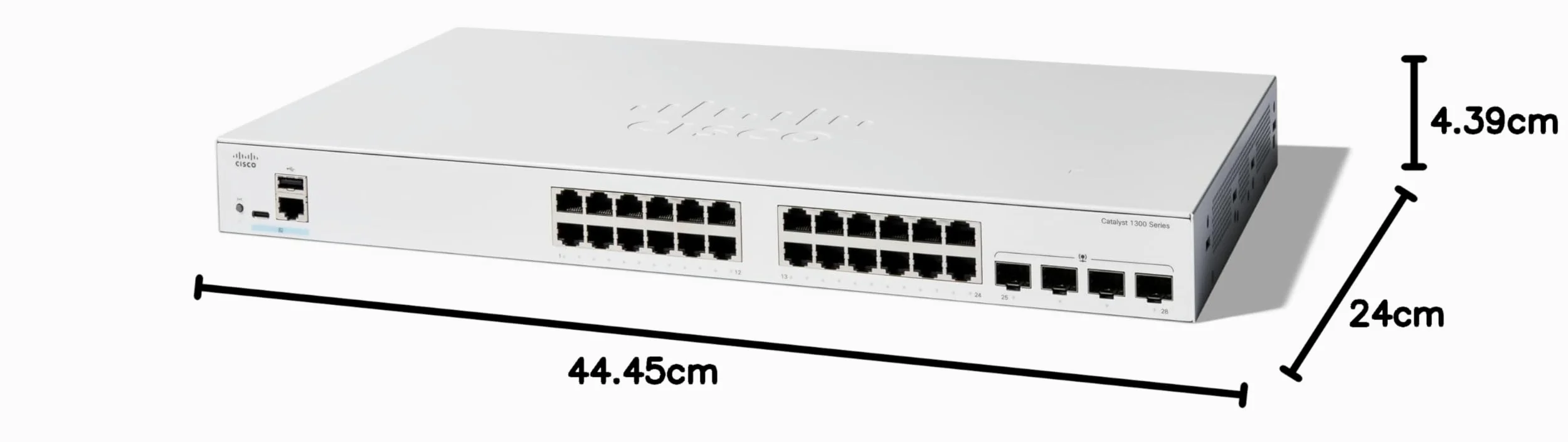 Cisco Commutateur administrable Cisco Catalyst 1300-24T-4G, 24 Ports GE, Ports SFP 4x1GE, Garantie limitée à Vie (C1300-24T-4G)