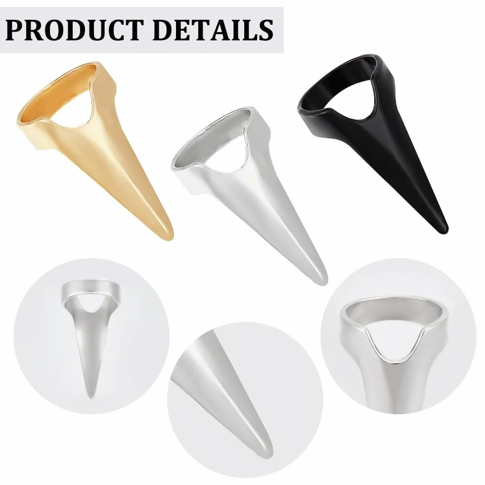 Nbeads 15 Pcs 3 Couleurs Anneaux de Griffe de Doigt en Métal pour Halloween Cosplay, Or Clair/Platine/Noir