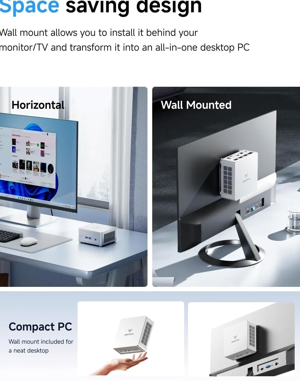 MINIS FORUM Mini PC UM870 Slim, AMD Ryzen 7 8745H CPU 8C/16T jusqu'à 4,9 GHz, Version Barebone sans DDR5/PCIe4.0 SSD/OS, Carte Graphique AMD Radeon 780M, HDMI/USB 4/DP, RJ45 2,5G, WiFi, BT