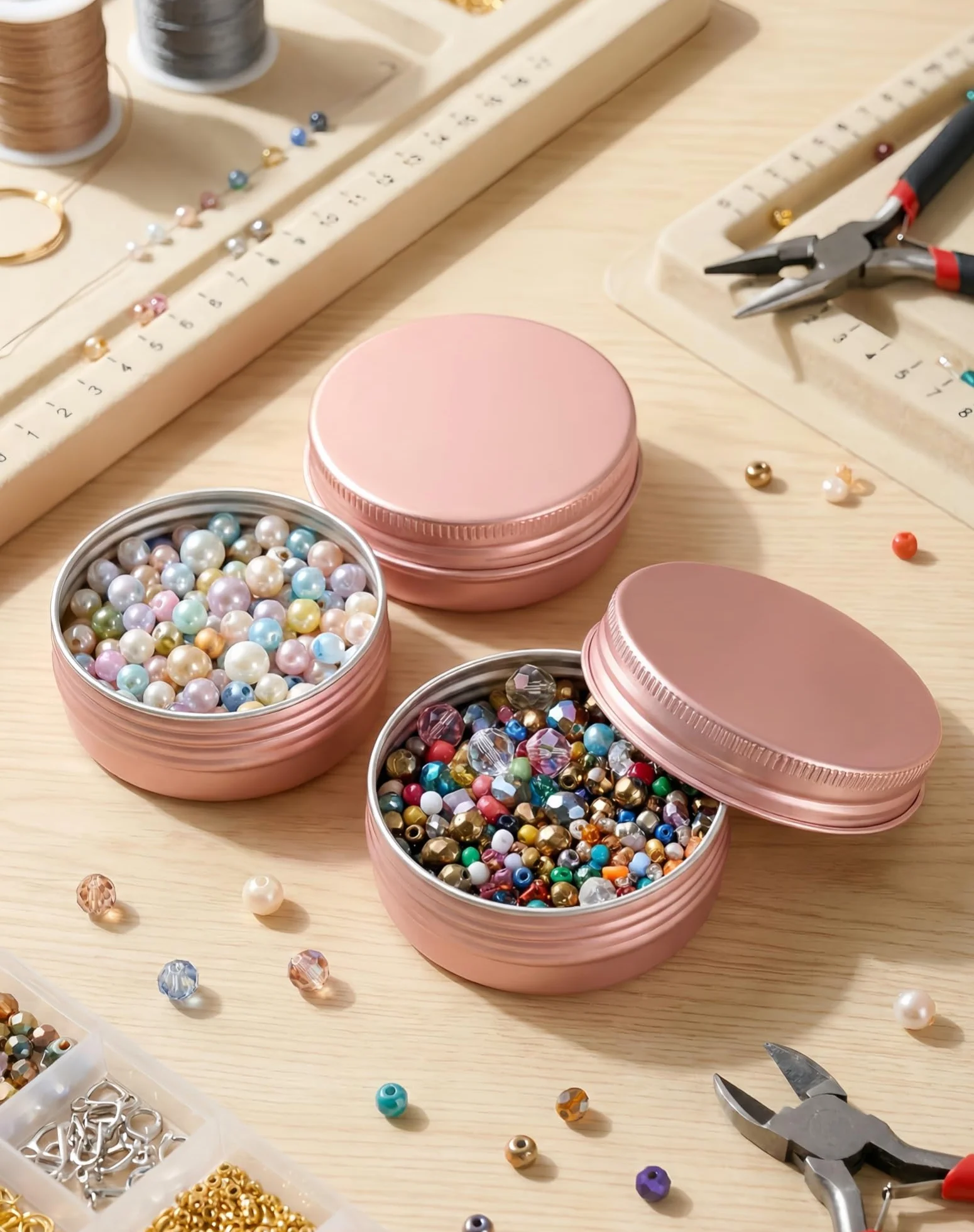 Boîte Aluminium Ronde Rose Gold 30ml Pot Bougie Vide avec Couvercle à Vis Contenant Cosmétique Étanche