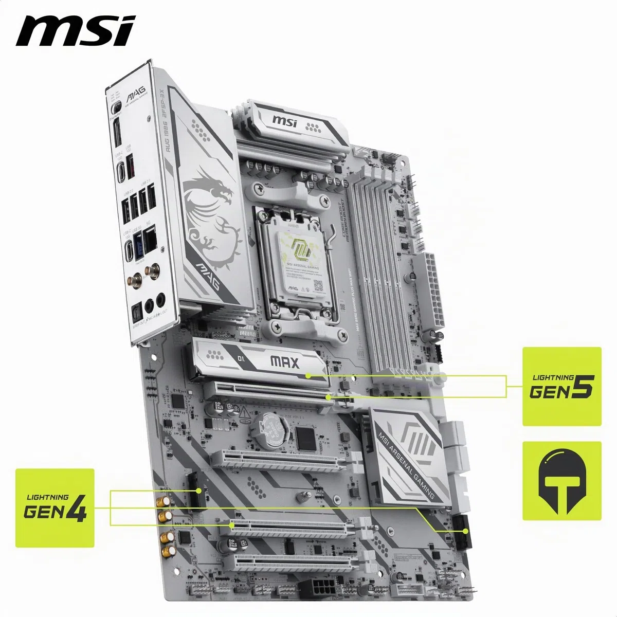 MSI MAG B850 Gaming Plus Max WiFi Carte mère ATX - pour processeurs AMD Ryzen 9000/8000 / 7000, AM5 - DDR5 Memory Boost (OC jusqu'à 8200+ MT/s), PCIe 5.0 x16, M.2 Gen5, Wi-FI 7, 5G LAN