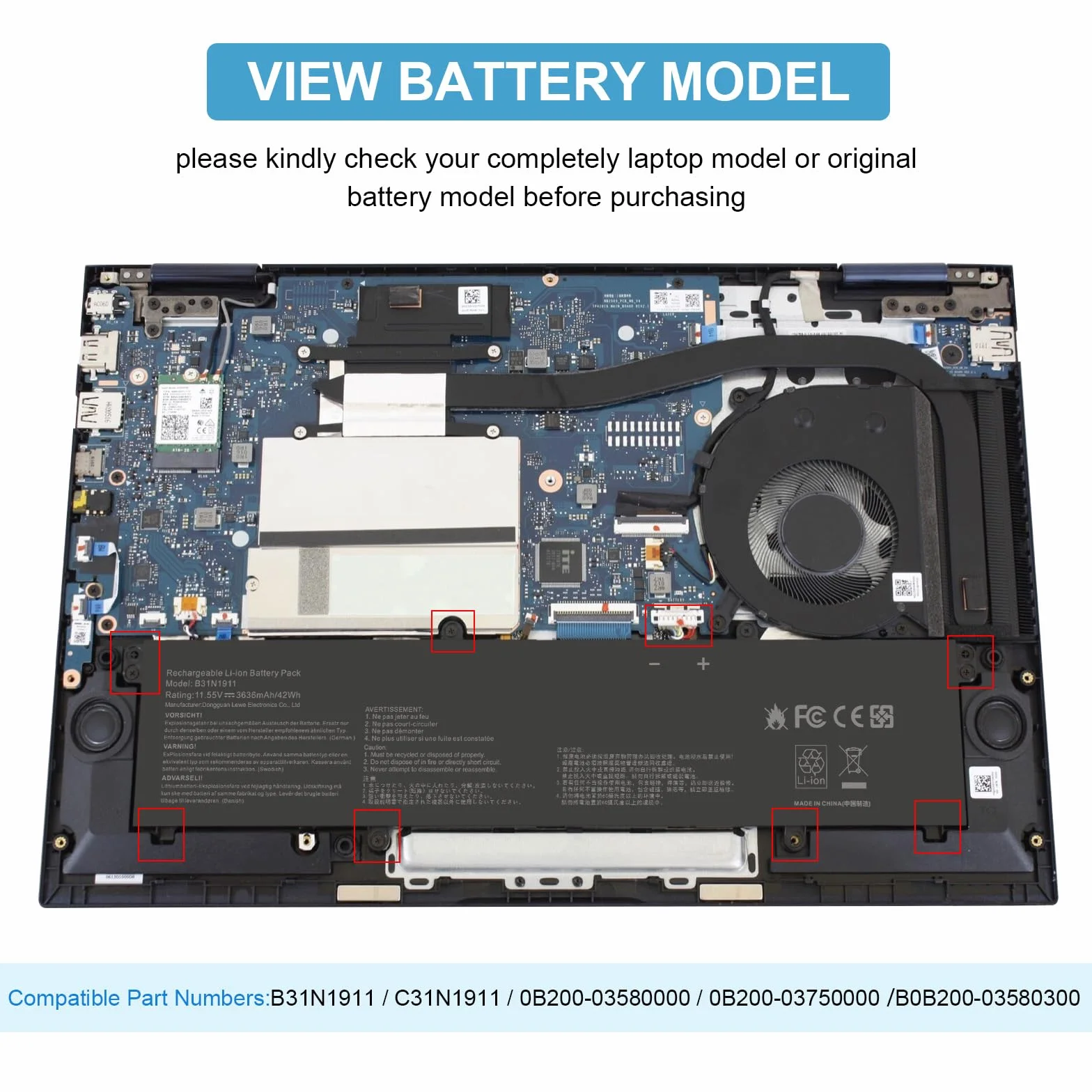ASUNCELL B31N1911 Batterie d'ordinateur Portable pour ASUS VivoBook Flip 14 TM420IA M413 F413 X413FF 11.55V 42Wh