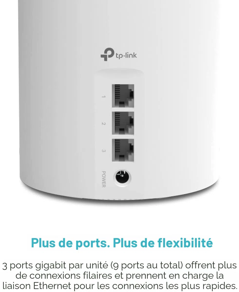 TP-Link Système maillé X55 AX3000 WiFi 6 : Couvre jusqu'à 6 500 m², remplace Le routeur sans Fil et l'extension, 3 Ports Gigabit par unité, Prend en Charge la Liaison Ethernet (Lot de 3)