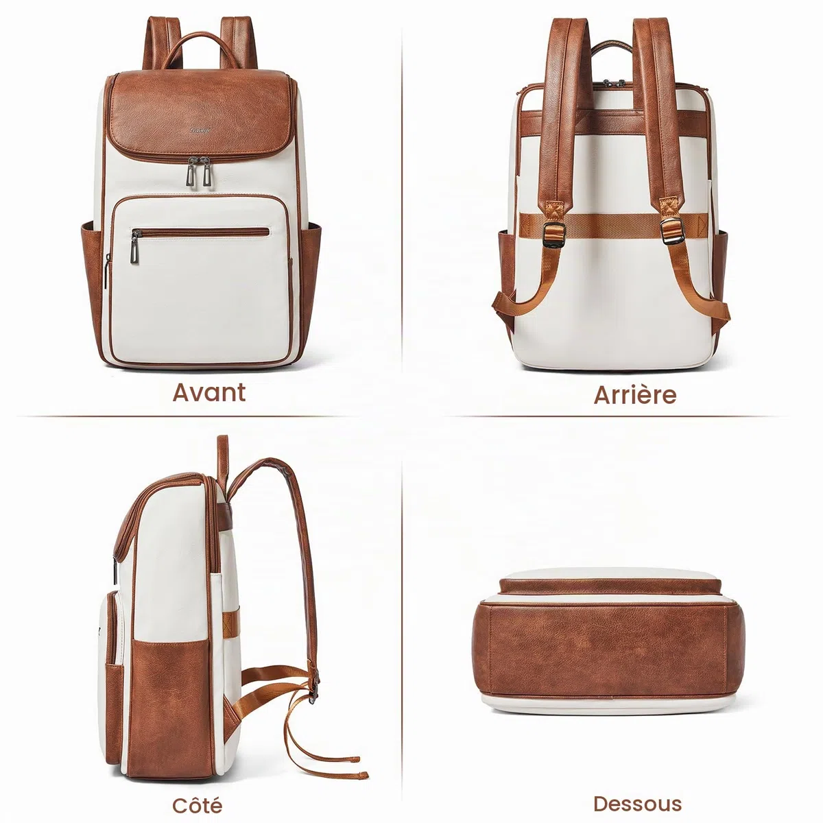 Sac à dos pour ordinateur portable pour femme, sac à dos de voyage en cuir de 15,6", sac à dos d'ordinateur pour le collège et les affaires