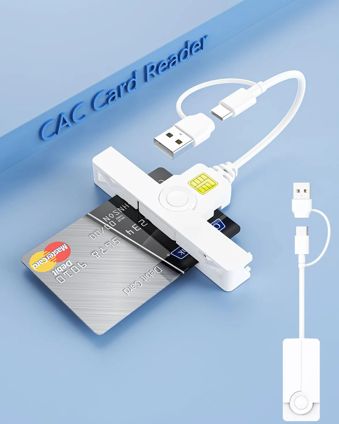 Lecteur de Carte Identité USB-C USB-A Mini Smart Card Reader ISO 7816 Classe A B C