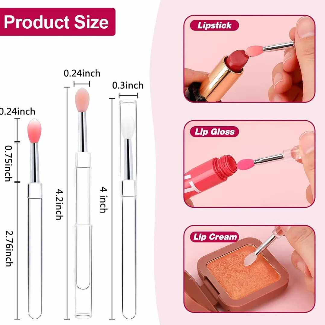 Pinceaux à lèvres réutilisables - Ensemble de 6 applicateurs bâtonnets et brosse pour maquillage précis