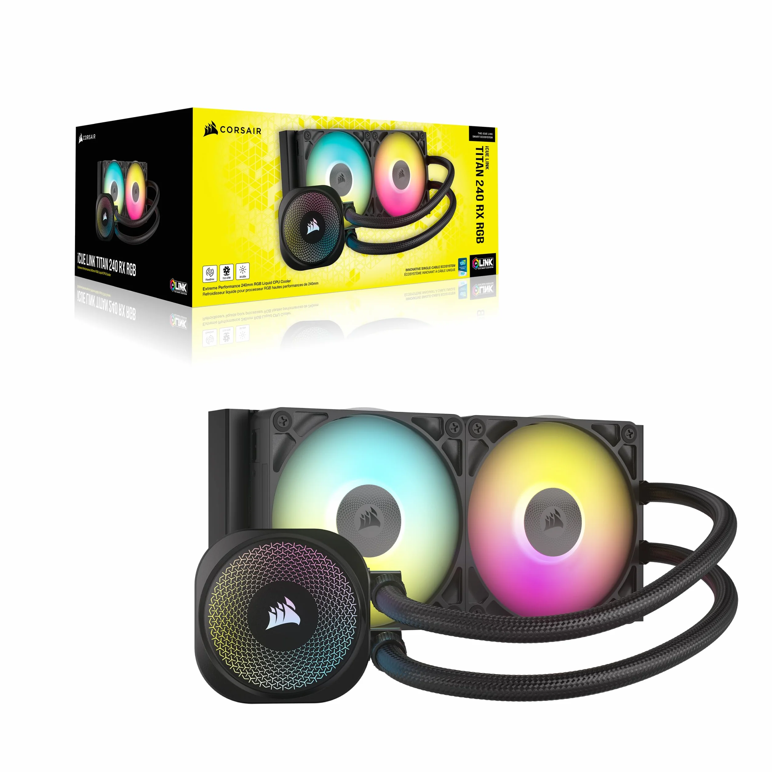 CORSAIR iCUE Link Titan 240 RX RGB AIO Refroidisseur Liquide CPU 240mm Noir