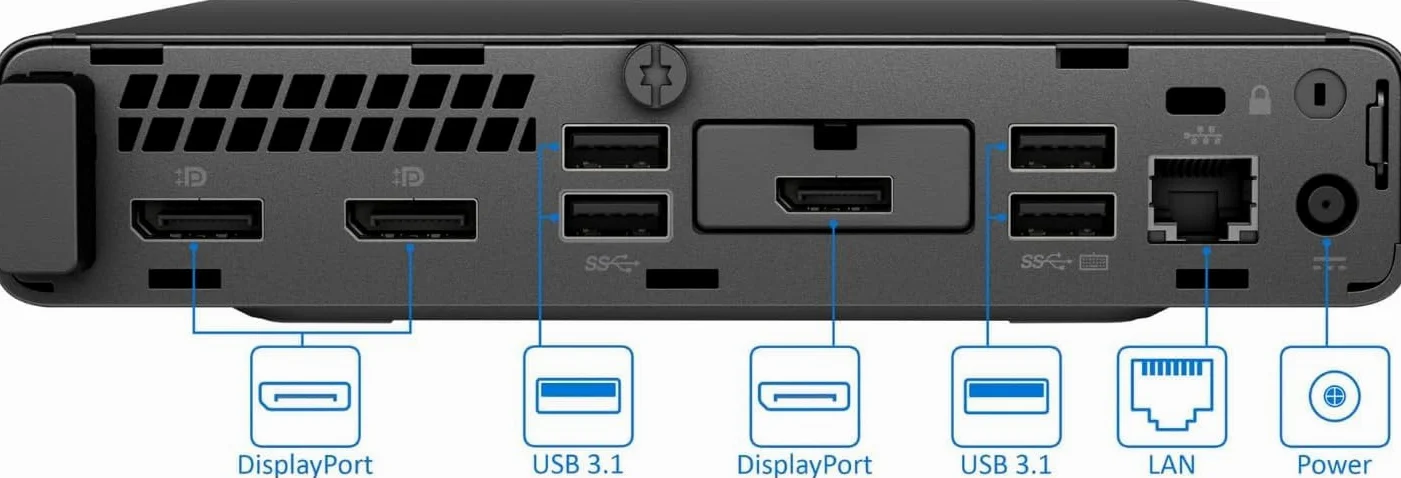 HP EliteDesk 705 G4 Mini PC de bureau AMD Ryzen 5 Pro 2400G, RAM 8 Go, SSD 256 Go, WiFi, Bluetooth, clavier QWERTY américain, Windows 11 Pro (reconditionné)