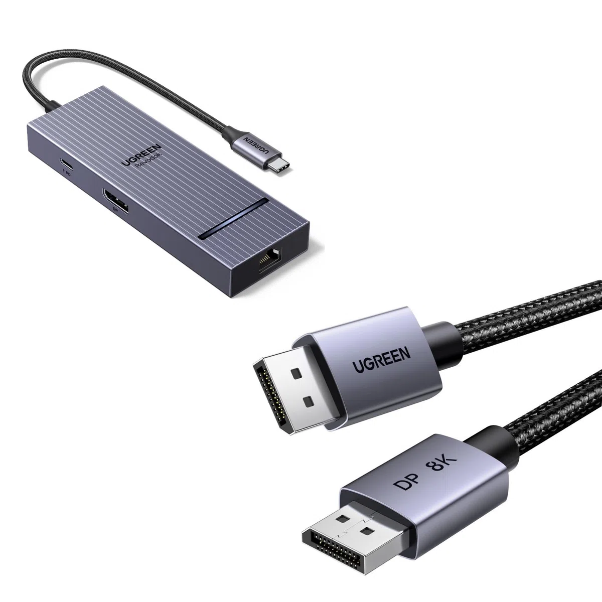 UGREEN Revodok Pro Hub USB C DisplayPort avec Câble DisplayPort 1.4 8K
