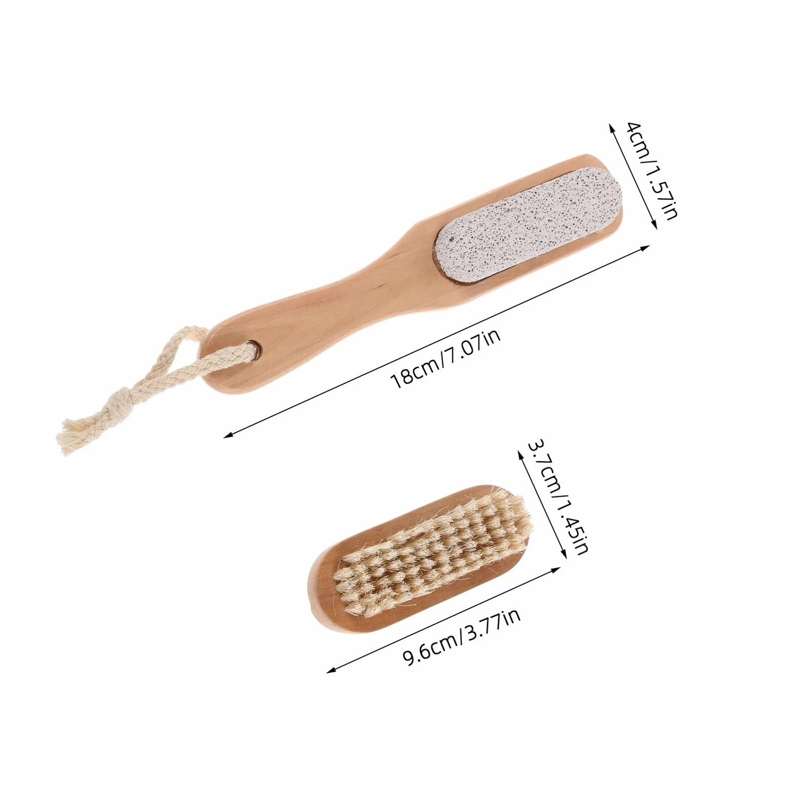 Brosse de Bain en Bois avec Pierre Ponçe Naturelle Brosse à Ongles Double Face pour Nettoyage et Exfoliation
